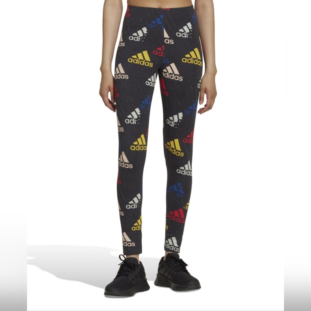 Adidas Originals Women's Essentials Multi-Colored Logo Leggings Small HL4467 New